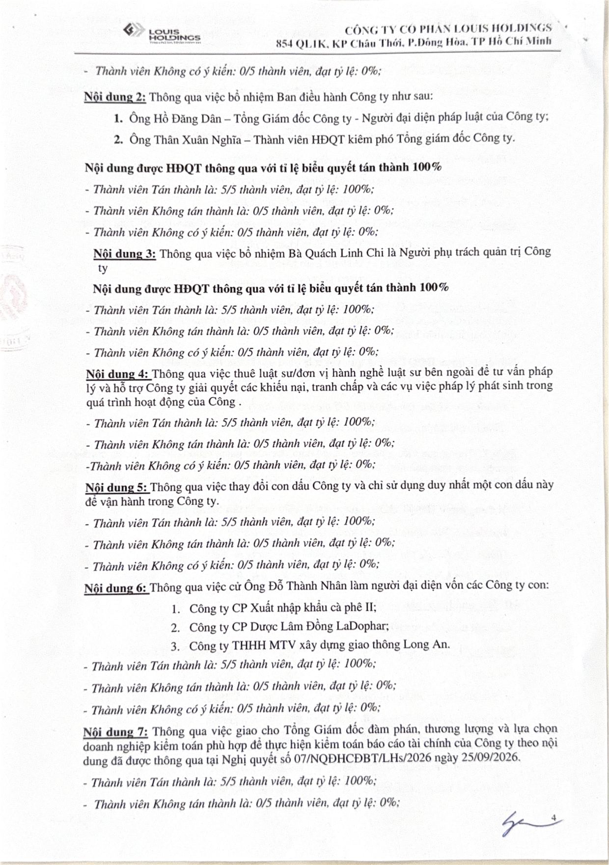 Biên bản họp HĐQT ngày 01/10/2026 - Trang 4