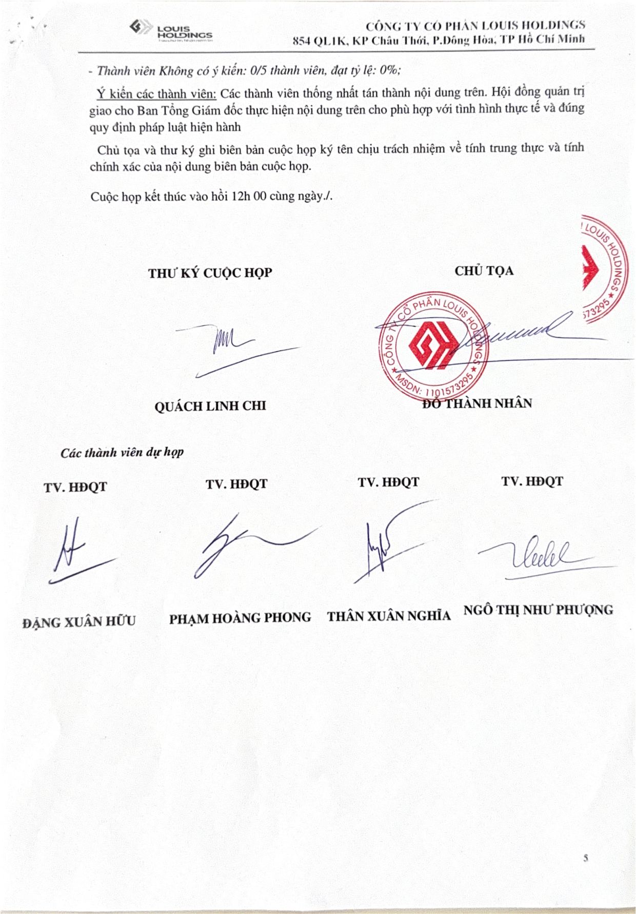 Biên bản họp HĐQT ngày 01/10/2026 - Trang 5